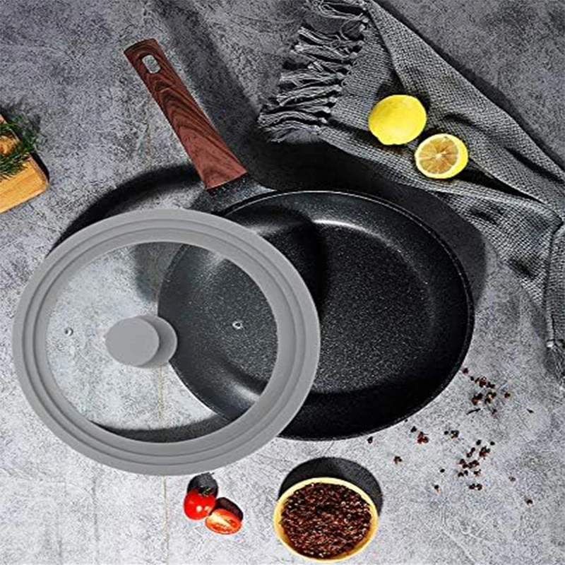 Universal Silicone Glass Lid For Pots Pans Tempered Glass Lid with Steam Vent Frying Pan Cover Dishwasher-Safe Kitchen Tools