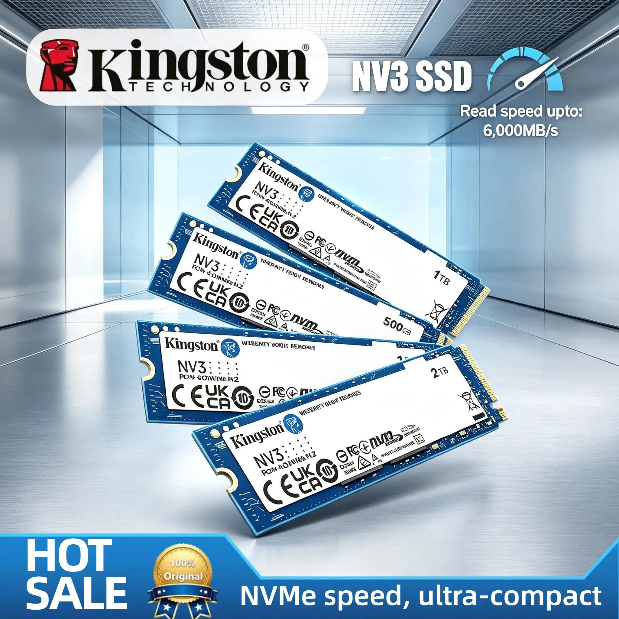Kingston NV3 Internal SSD 500GB 1TB 2TB M.2 PCIe4.0 NVMe 2280 6000Mb/s Original Solid State Drive Hard Disk