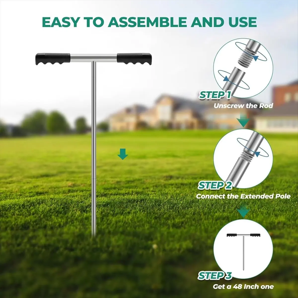 

Super Hot Sale Brand Soil Probe Rod, 32-48 Inch Adjustable Ground Probe Tool with T-Handle