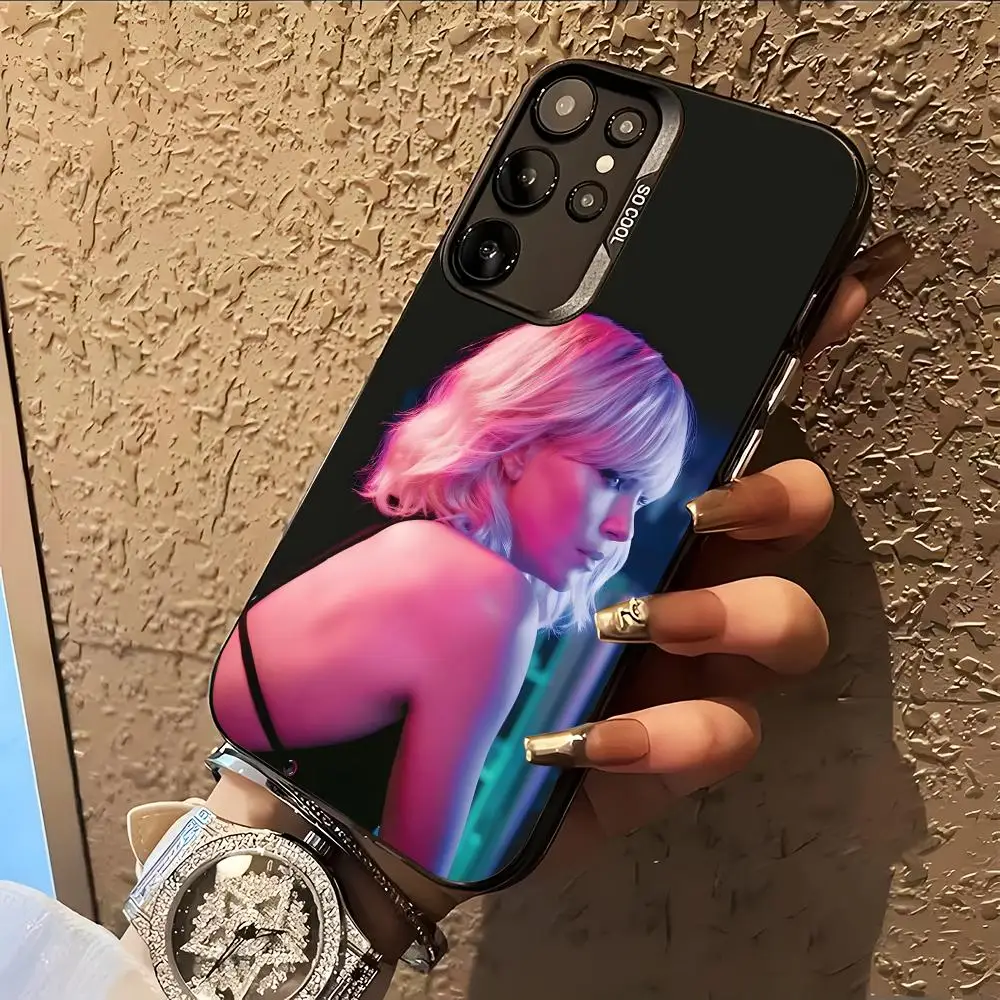 Charlize Theron Phone Case for Samsung Galaxy S26 S25 S24 S23 S22 S21 S20 Note20 Plus Ultra Colorful Silver Cover