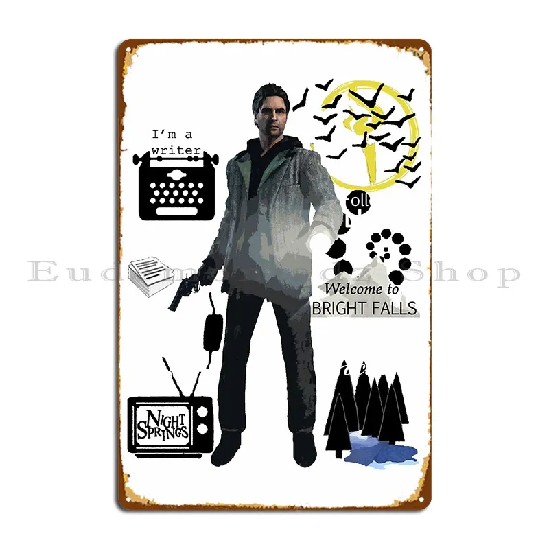 Alan Wake Hpgamer Metal Signs Club Custom Pub Wall Decor Mural Tin Sign Poster