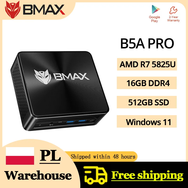 BMAX B5A Pro Procesor AMD Ryzen7 5825U 5700U Grafika AMD Radeon 16GB (obsługa maks. 64GB) DDR4 512GB NVMe SSD Windows 11
