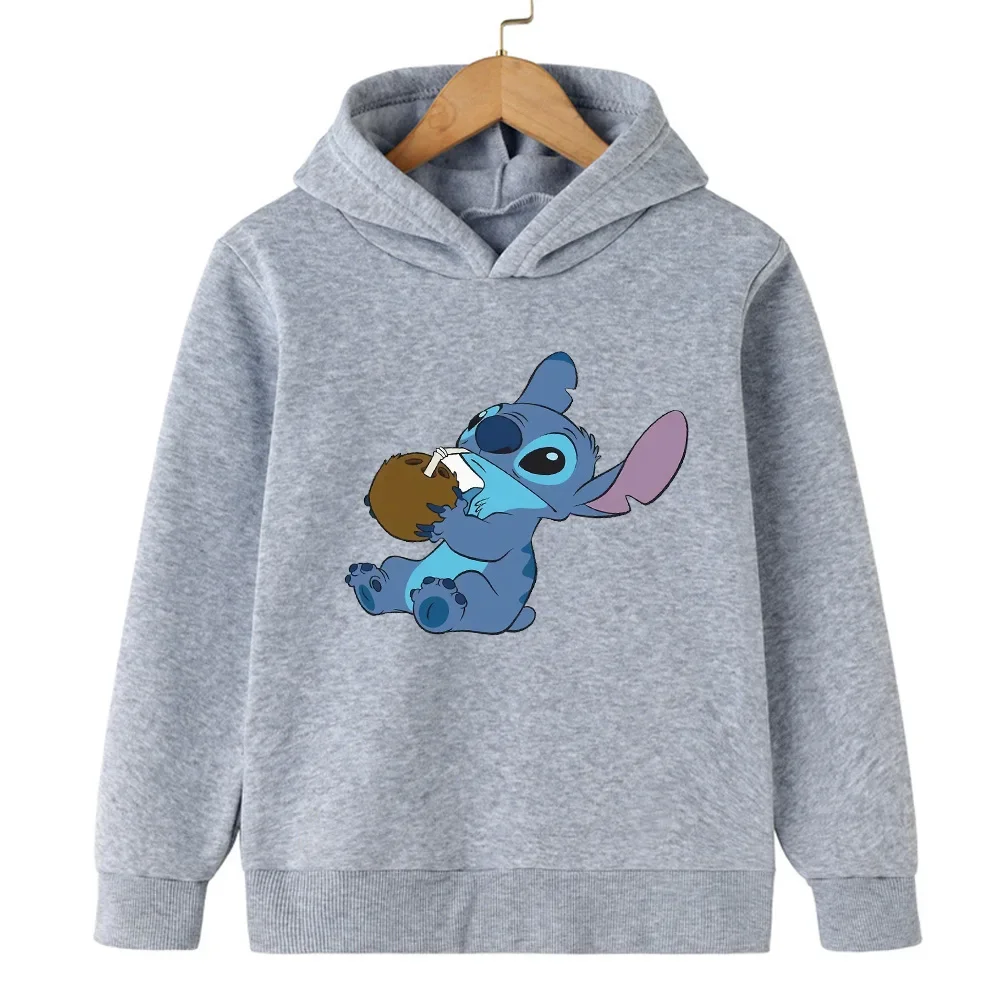 Fashion Hoodies Cartoon Stitch Cartoon Woman Sweatshirts Loose Hooded Pullover Black Hoodie Autumn Winter Women Clothing Tops