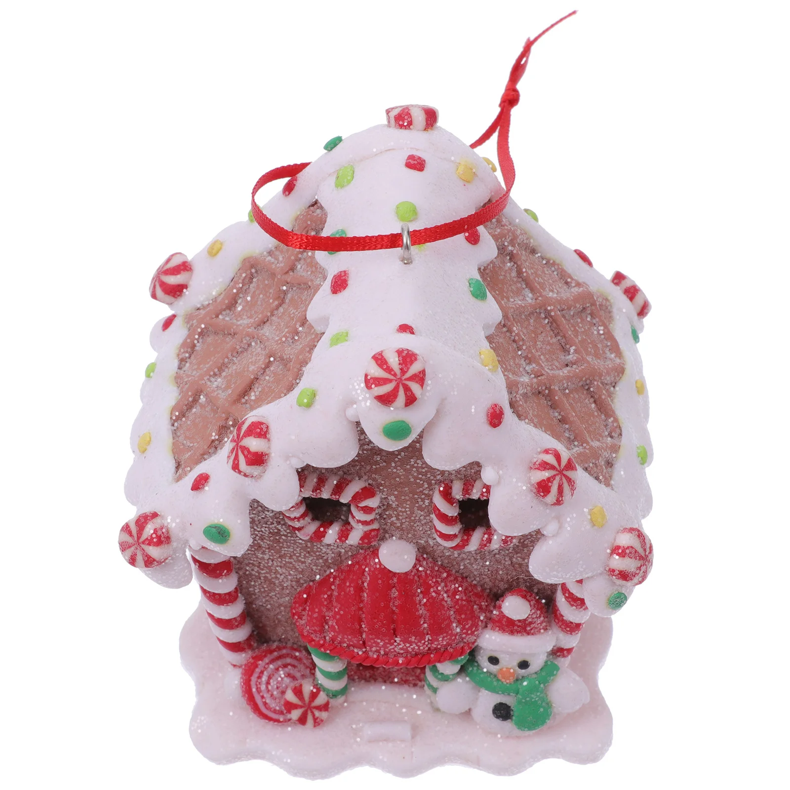 

1Pcs Glowing Christmas Resin House Pendant Powered Festive Luminous Ornament for Home Mall Hotel Xmas Tree Decorations