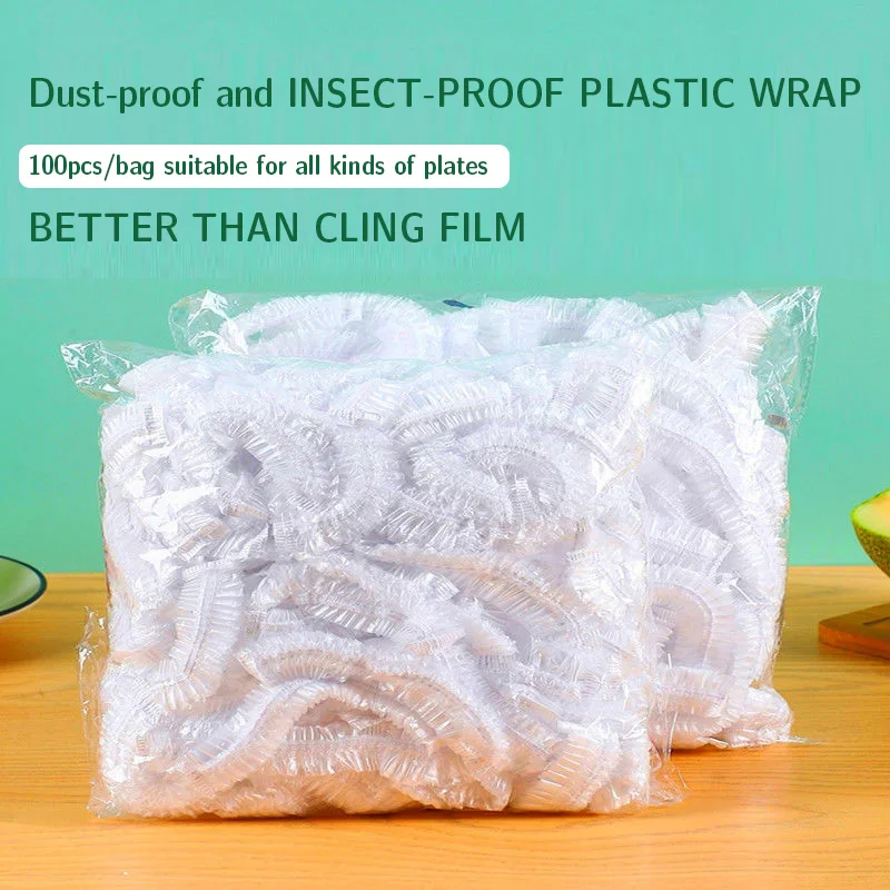 Disposable Food Storage Cover Bags Plastic Wrap Elastic Food Lids Kitchen Fresh-keeping Bag for Bowls Cups Plates Refrigerator