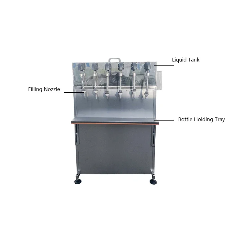 Small 6 Head Quantitative Liquid Filling Machine Siphon Type for Red Wine Soy Sauce Vinegar Condiments