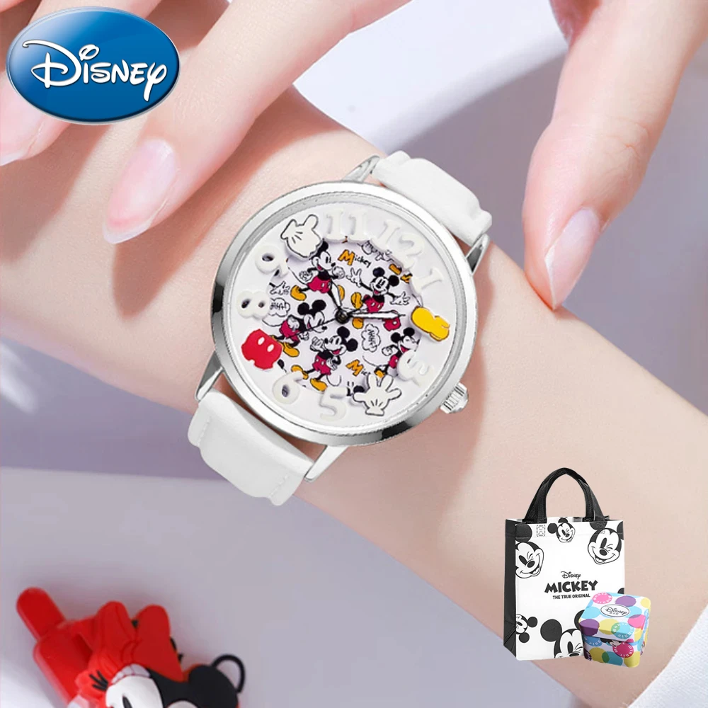 

Disney Gift With Box Fresh Mickey Watch 3D Scale Luminous Waterproof Children's Quartz Clock Relogio Masculino