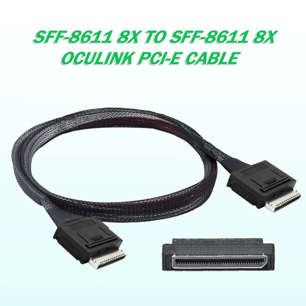 Oculink 8x SFF-8611 8-Lane To SFF-8611 8x SSD Data Active Cable PCI-Express 0.5m 80pin Male To OCuLink 8x 80pin Male 16Gbps NVME