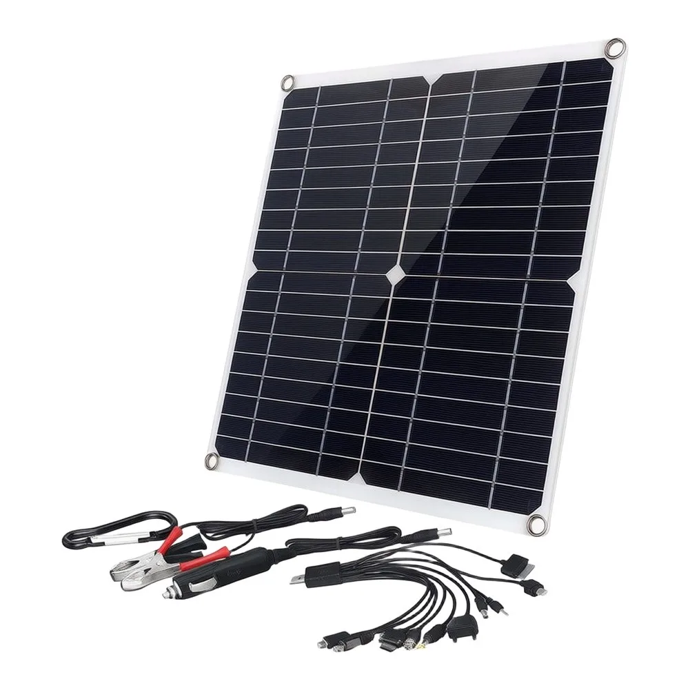 50W Solar Module For 12V USB Charging Monocrystalline Panel Lightweight Portable for RV Car Truck Boat Camping
