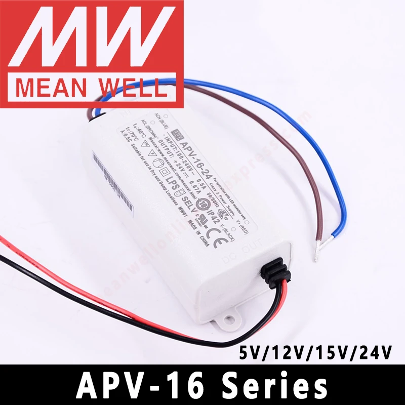 Sterownik LED Meanwell APV-16 serii 5v/12v/15v/24v meanwel transformator LED IP42 zasilacz LED Adapter stałe napięcie