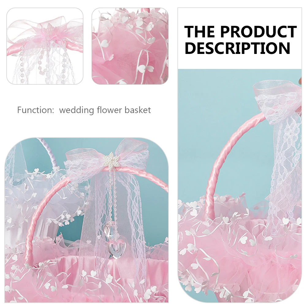 

Wedding Flower Portable Lace Storage Decorative Baskets for Bride Foldable Flower Girl Basket Event Use Storage Container