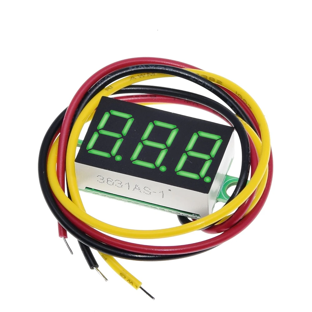 0.36 Inch 2/3 Wire 0.36'' DC 4.5-30V 3 Digit Display Voltmeter Mini LED Digital Panel Voltage Meter Instrument Red/Blue/Green
