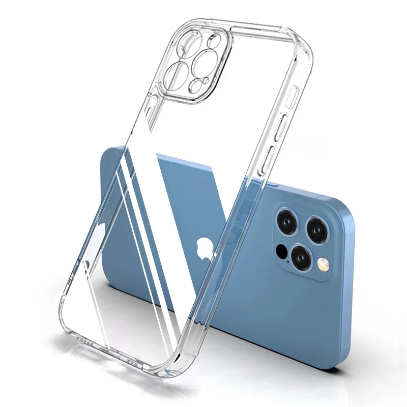 Transparente weiche TPU-Silikonhülle für iPhone 11 12 13 Mini 14 15 16 17 Pro Xs Max X XR 16 Plus 17 Air Clear Back Cover