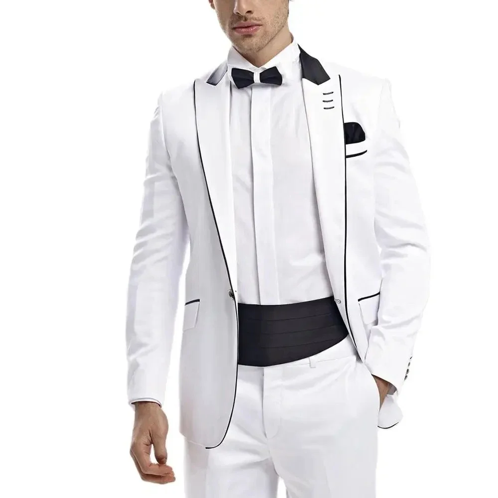 

Men Suits Wedding suits White Jacket Pants Two Piece Trajes Elegante Para Hombres Slim Fit Costume Masculino