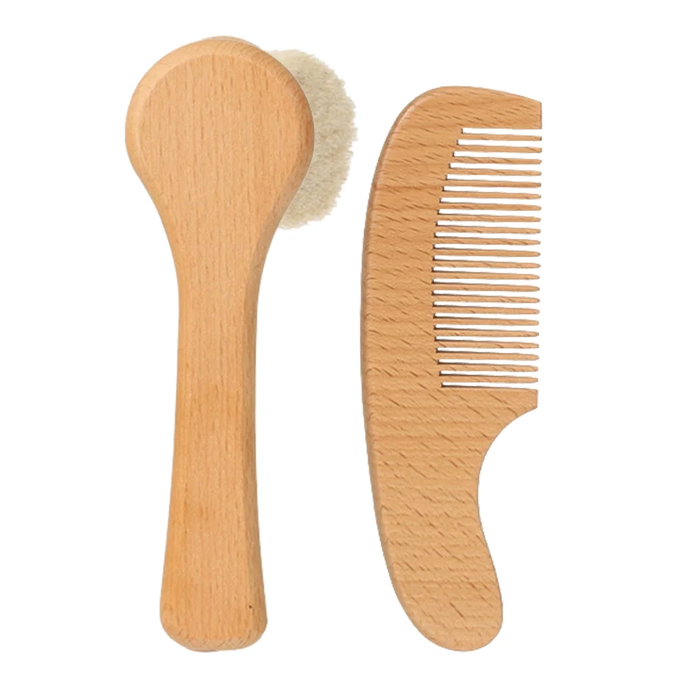 

Wash Soft Bristles Natural Wool Scalp Newborn Brush Brush H held Bath Grooming Kit Newborn Shower Comb Hair Care