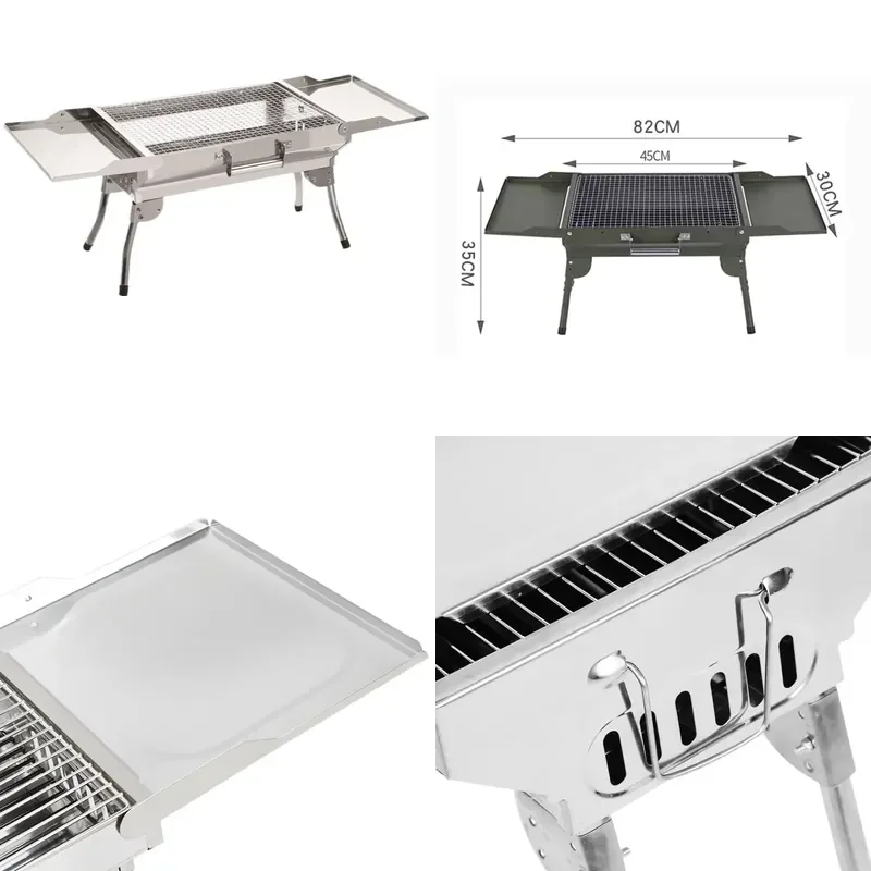 Portable Stainless Steel BBQ Grill | Compact Foldable Design for Camping, Picnic, Backyard | Multi-Function Outdoor Cooker