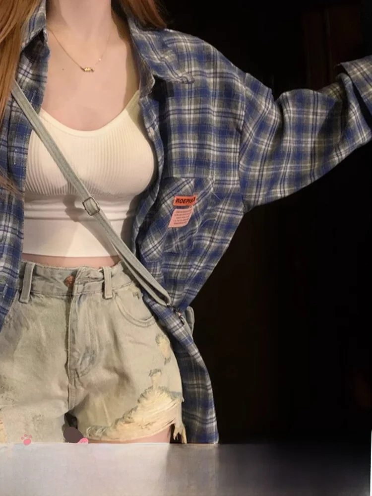 

DDXZ Lazy Korean Sle Light Blue Faded Denim Long Sve Sun Protection irt Женские универсальные повседневные студенческие Sle irt