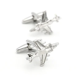 War Aircraft Design Fighter Plane Cufflinks Quality Brass Material Silver Color Cuff Links Wholesale&retail