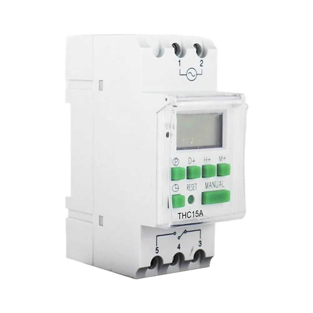 DIN Rail Switch 220V Digital Programmable Time Control Switch 7 Day Weekly 16 ON LCD Cyclic For Lights