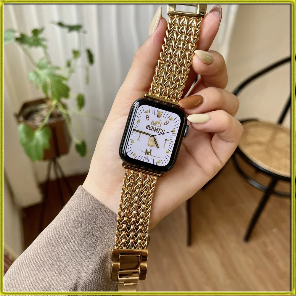 Watch Band for iwatch 1/2/3/4/5/6/7 Luxury Braided Stainless Steel Strap for Women for Apple Watch Brand New