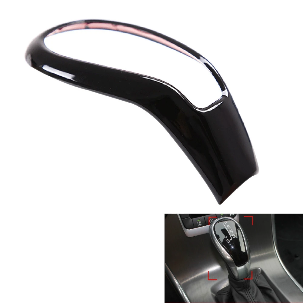 Glossy Black Gear Head Knob Shift Cover Trim Gear Shift Knob Shifter Lever Cover for Volvo XC60 V40 V60 S60 S80 13-18