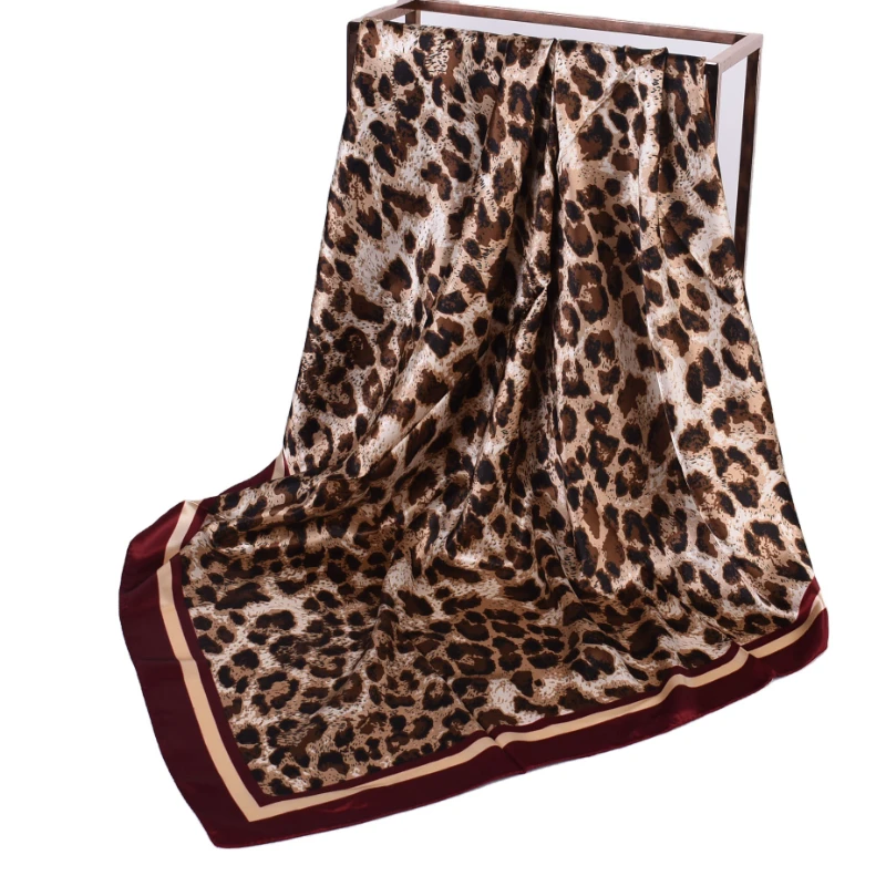 New Leopard Print Scarf in Autumn Winter 90x90 Square hijab New Arrivals 2024 luxury Scarf Women Thin Scarf Modal Hijab Uv Mask