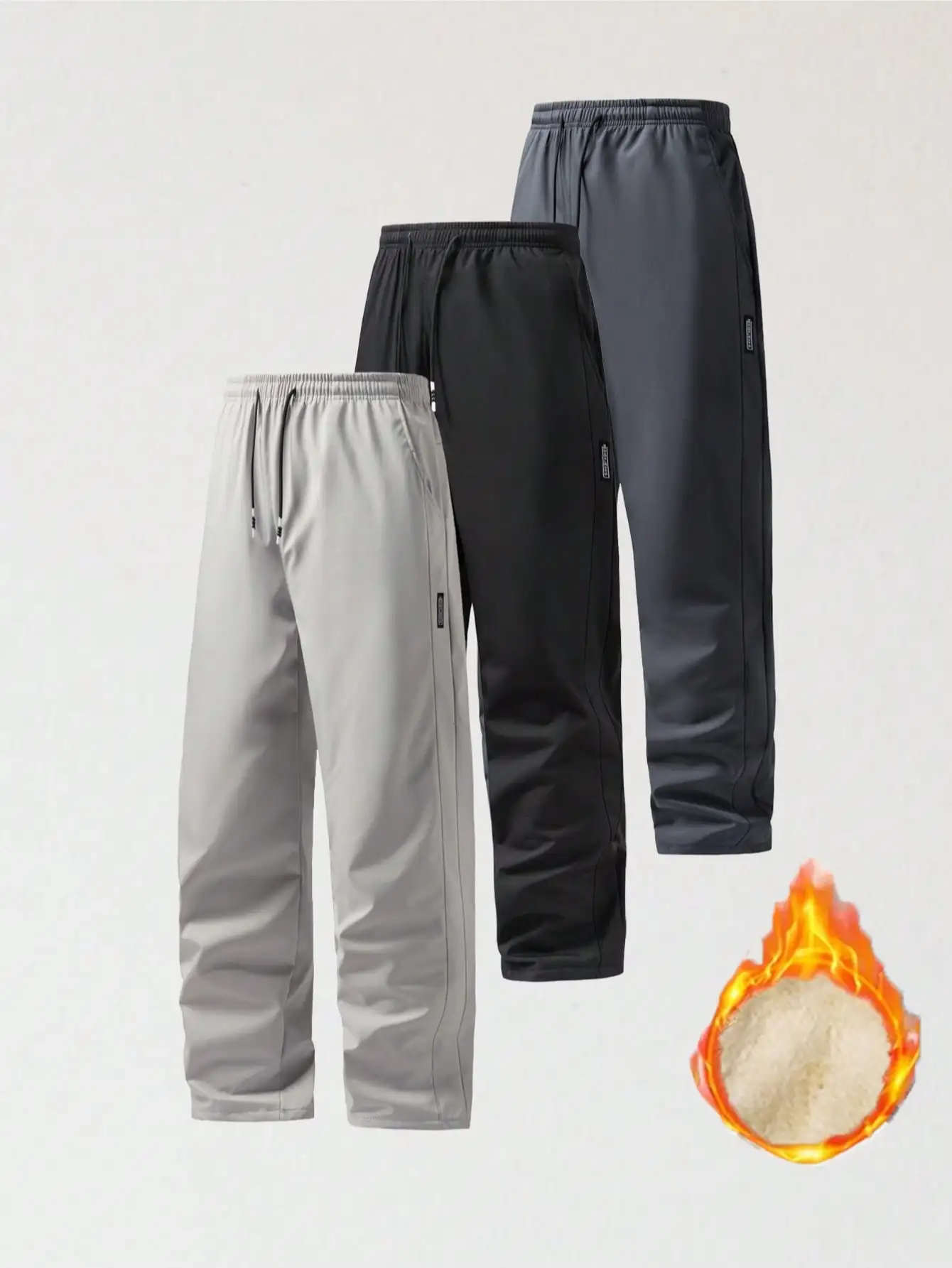 

Men's Fleece-Lined Warm Jogger Pants with Drawstring Waist and Side Pockets