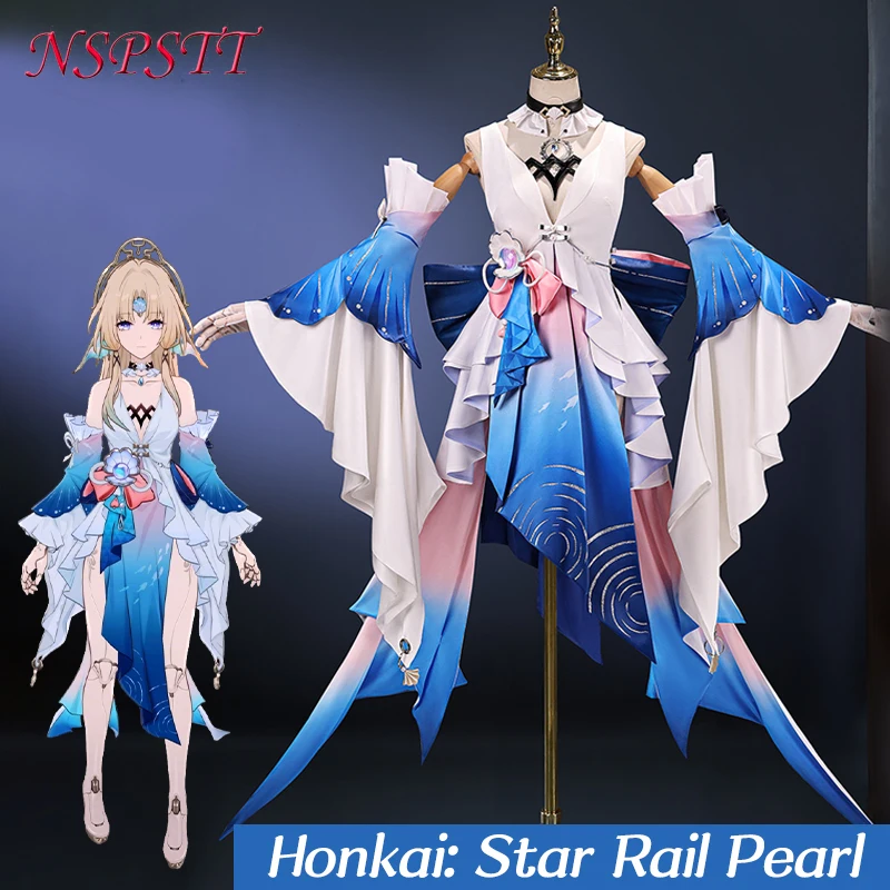 nspstt-honkai-star-rail-pearl-cosplay-costume-planar-arcade-blue-white-dress-game-outfit-for-women