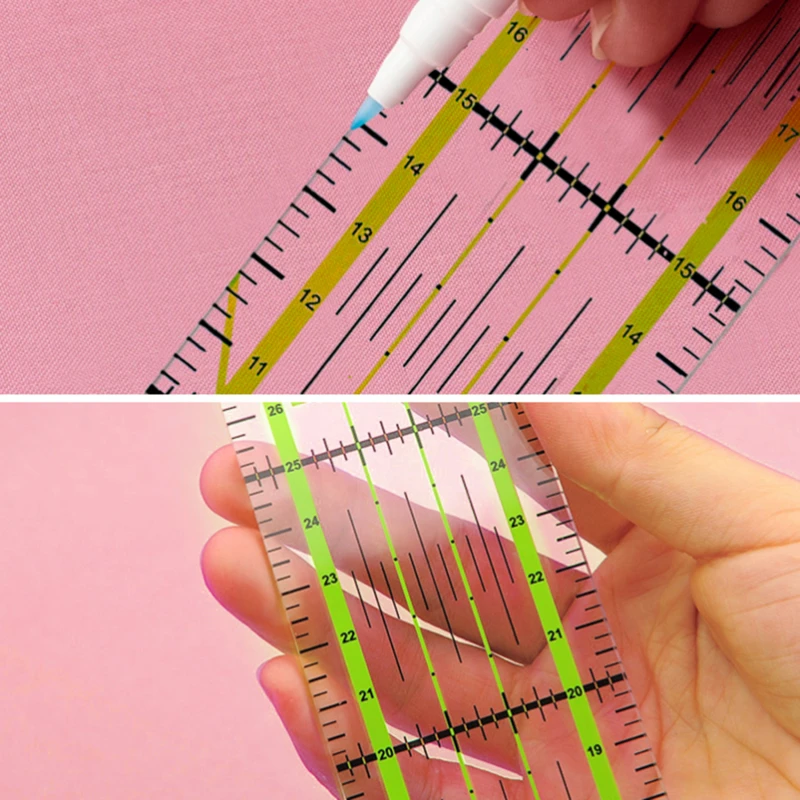 1PCS Acrylic Patchwork Aligned Ruler Transparent Student Drawing Ruler Office Measuring Supplies Tailor Sewing Tools