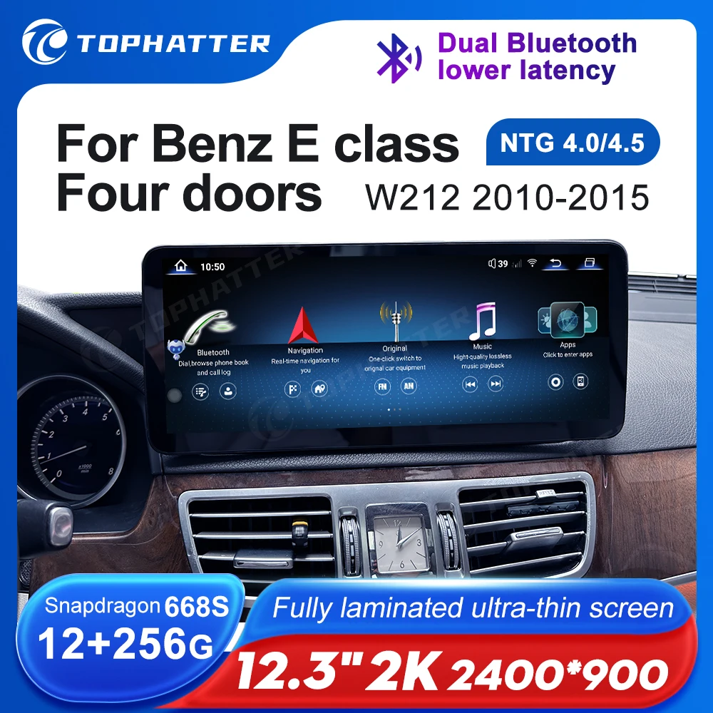 

12.3 2K 2400*900 Car Radio For Mercedes Benz E class W212 E260 E300 E350 Android Auto Multimedia Player Head Unit Screen 360 Cam