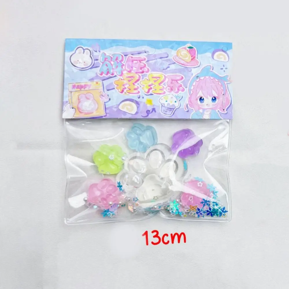 6pcs/bag New Transparent Luminous Cat Paw Mini Kawaii Stretch Toys TPR Decompression Toy Party Gift