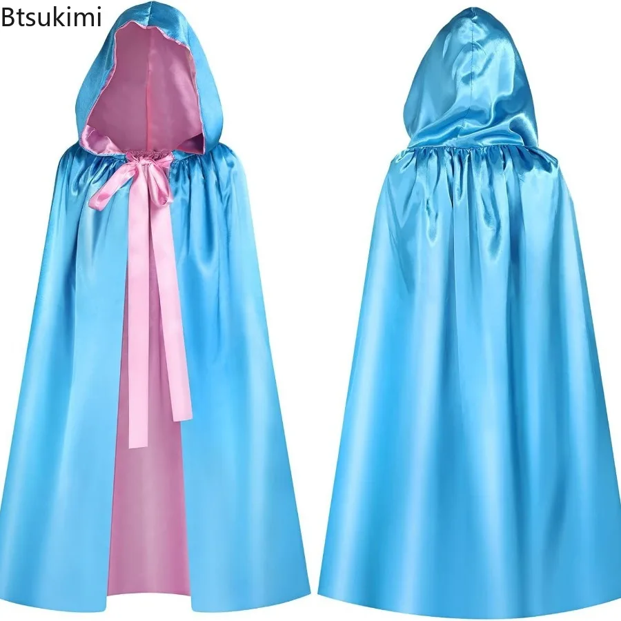

2026 Halloween Themed Party Two Layer Two-Tone Hooded Stand-Up Collar Vampire Costume Robe Cloak Cosplay Costume Prop Supplies