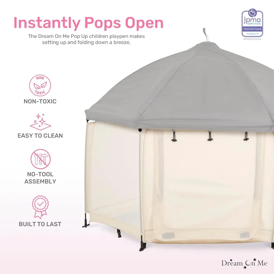 روضة أطفال منبثقة فورية بيد واحدة مفتوحة وقابلة للطي وجانبين شبكية قابلة للتنفس بوابة أمان وسحاب وحقيبة حمل للسفر مدمجة داخلية/Ou #2