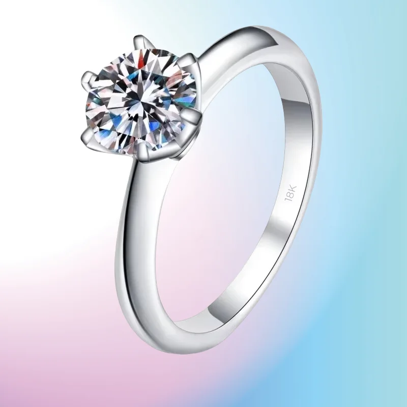 

Designer Jewelry 18K White Gold 1/2/3/5 Carat VVS1 D Color Moissanite Diamond Six-pronged Setting Best Wedding Rings for Women
