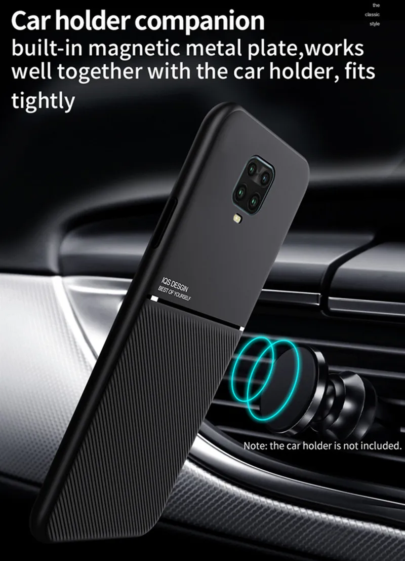 Car Magnetic Holder Armor Case For Xiaomi Redmi Note 9 Pro 8 7 8T 9T 9S 8A 7A K20Pro K30S Leather Texture Matte Silicone Cover