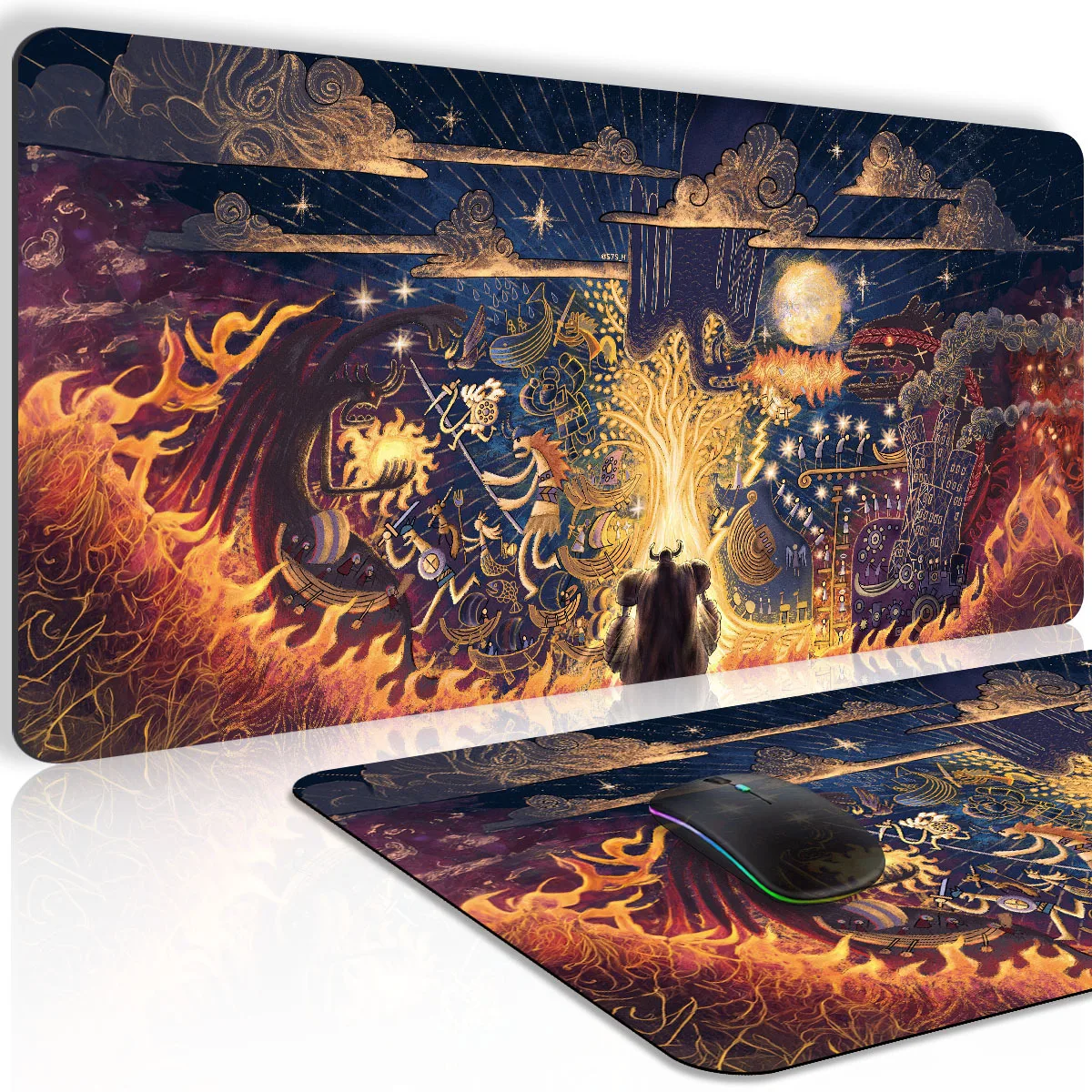 

Mythological Norse Battle Desk Mat Large Non-Slip Rubber Base Extended Gaming Mouse Pad for PC