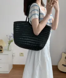 dragon pure handmade first-layer cowhide woven bag for women summer french niche vegetable basket bag genuine leather shoulder tote bag