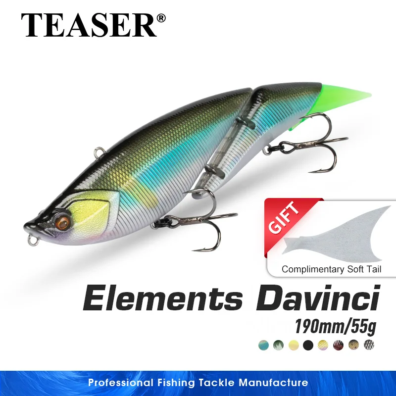 TEASER DAVINCI 190mm 55g Imported 2 Joint SwimBait Wobbler Floating Fishing Lure Big Bait Fishing Accessories Fishing Lures