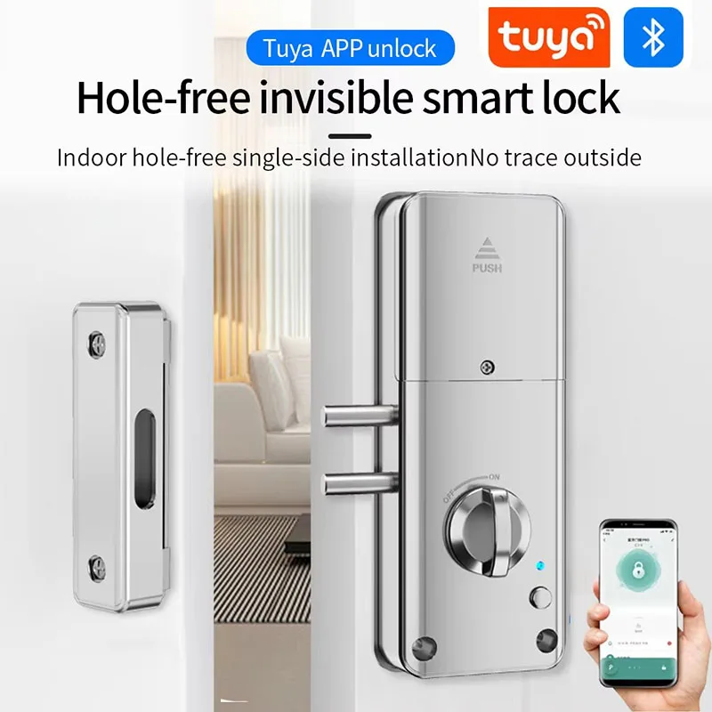 TTLOCK Punch-free Smart Invisible Lock Keyless IC Card Lock Supports Bluetooth Remote Control No-drill Hole Wooden Door Mortise