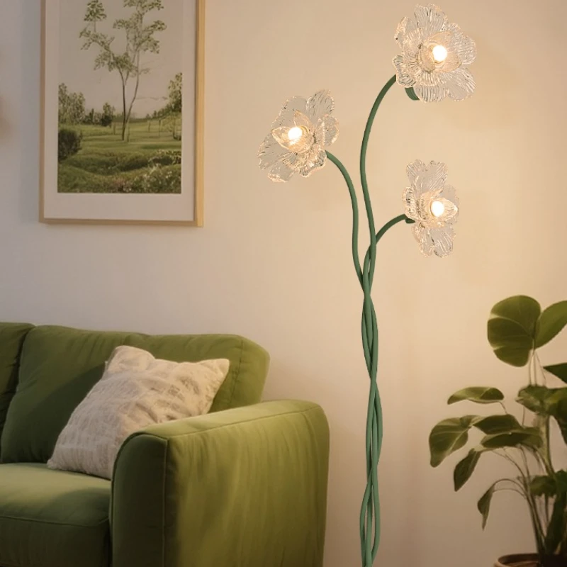 

Кремовый ветер торшер Гостиная диван Интернет знаменитость ретро защита глаз Французская пасторальная спальня атмосфера цветочная лампа