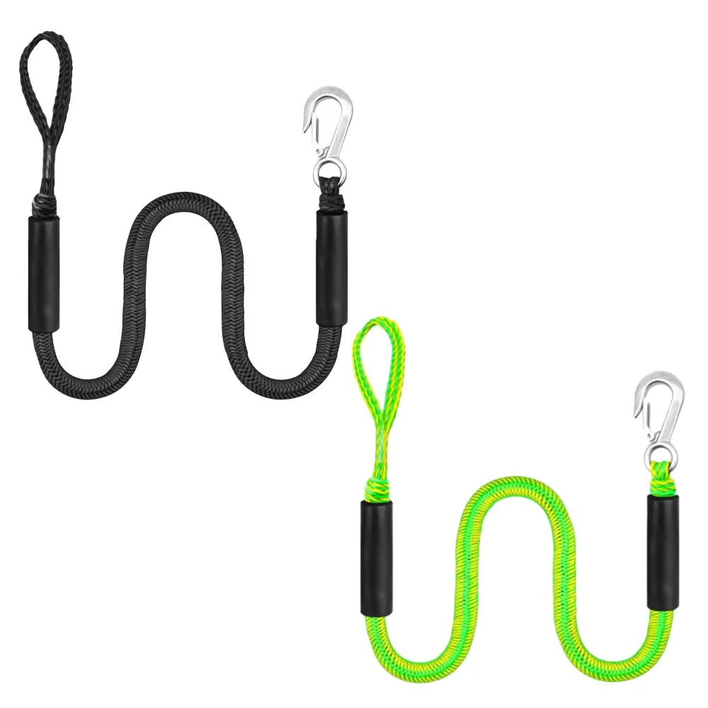 Boat Docking Rope with Hook Upgraded 4FT Dock Line with New Hook Marine Bungee Rope for Boats Dinghies Elastic Boat Rope