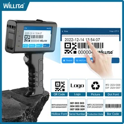 Portable 12.7mm Handheld Inkjet Printer WLD-L1 QR Barcode Batch Number Logo Expiry Date Label Printer Gun with Black Cartridge