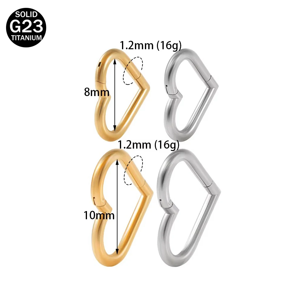 1pcs Stainless Steel Heart Shape Clicker Ear Tragus Cartilage Daith Helix Lobe Earrings Septum Nose Ring Body Piercing Jewelry