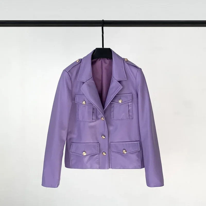 Tajeyane-Chaqueta de piel auténtica para mujer, Blazer corto de piel de oveja, abrigos cortos, 2023