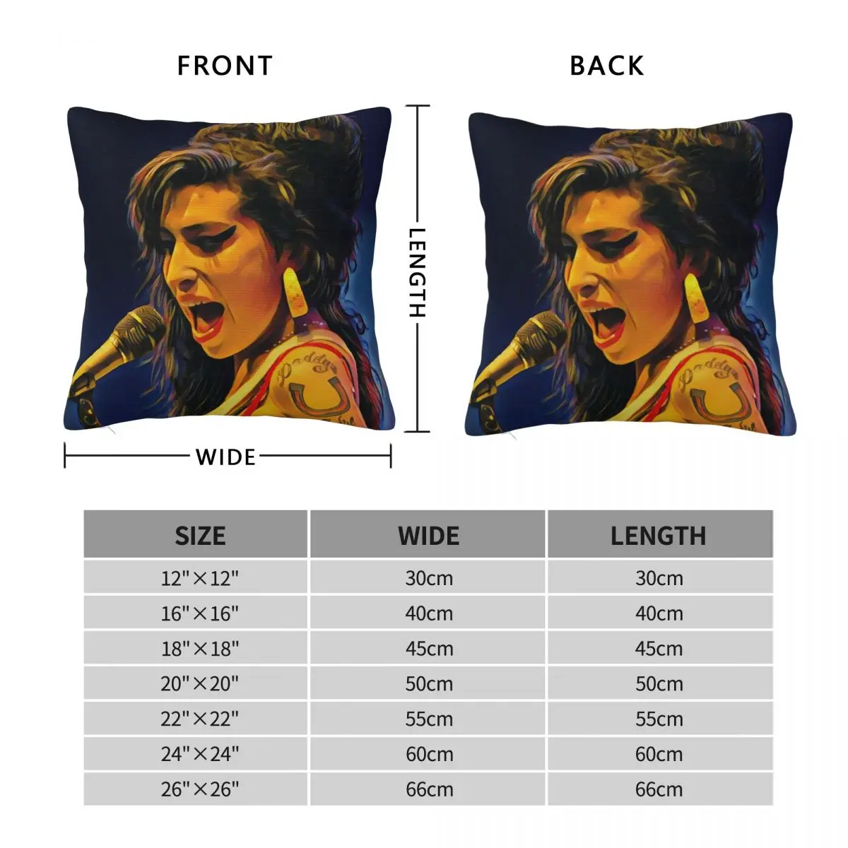 Amy Winehouse Portrait Square Pillowcase Polyester Linen Velvet Creative Zip Decorative Throw Pillow Case Bed Cushion Cover