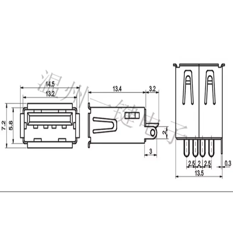 10pcs USB Cable Interface 180 Degree Welding USB Extension Cable Am Welding Wire with Curling USB-A-01-T