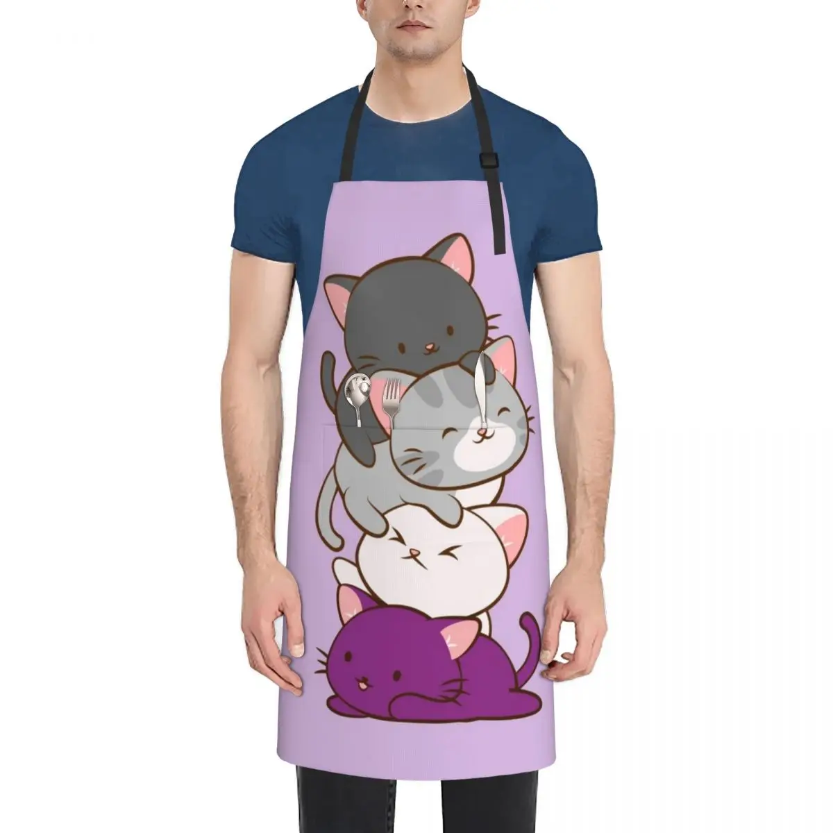 

Ace Pride Kawaii Cats LGBTQ Asexual Apron Customizable Woman Sexy work ladies Apron