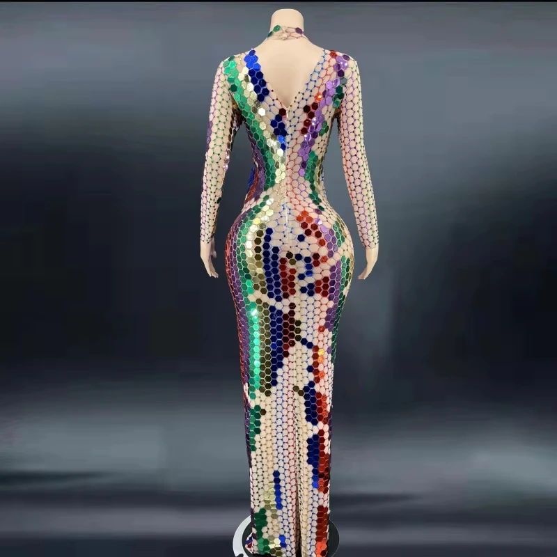 Vestidos de Noche con espejo, vestido transparente, celebración de cumpleaños, fiesta de graduación, traje de actuación, mono de espectáculo de bailarina para mujer