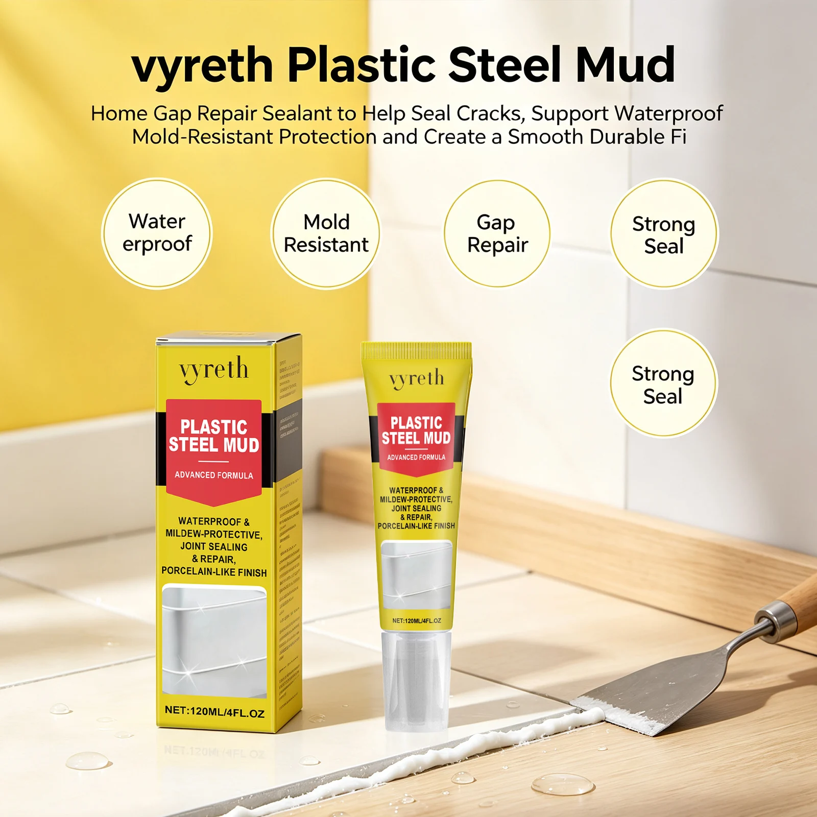 Plastic Steel Mud Leak‑proof DIY Waterproof Mildew‑resistant Joint Sealing Repair Sealant Paste Household Tile Gap Filler Caulk