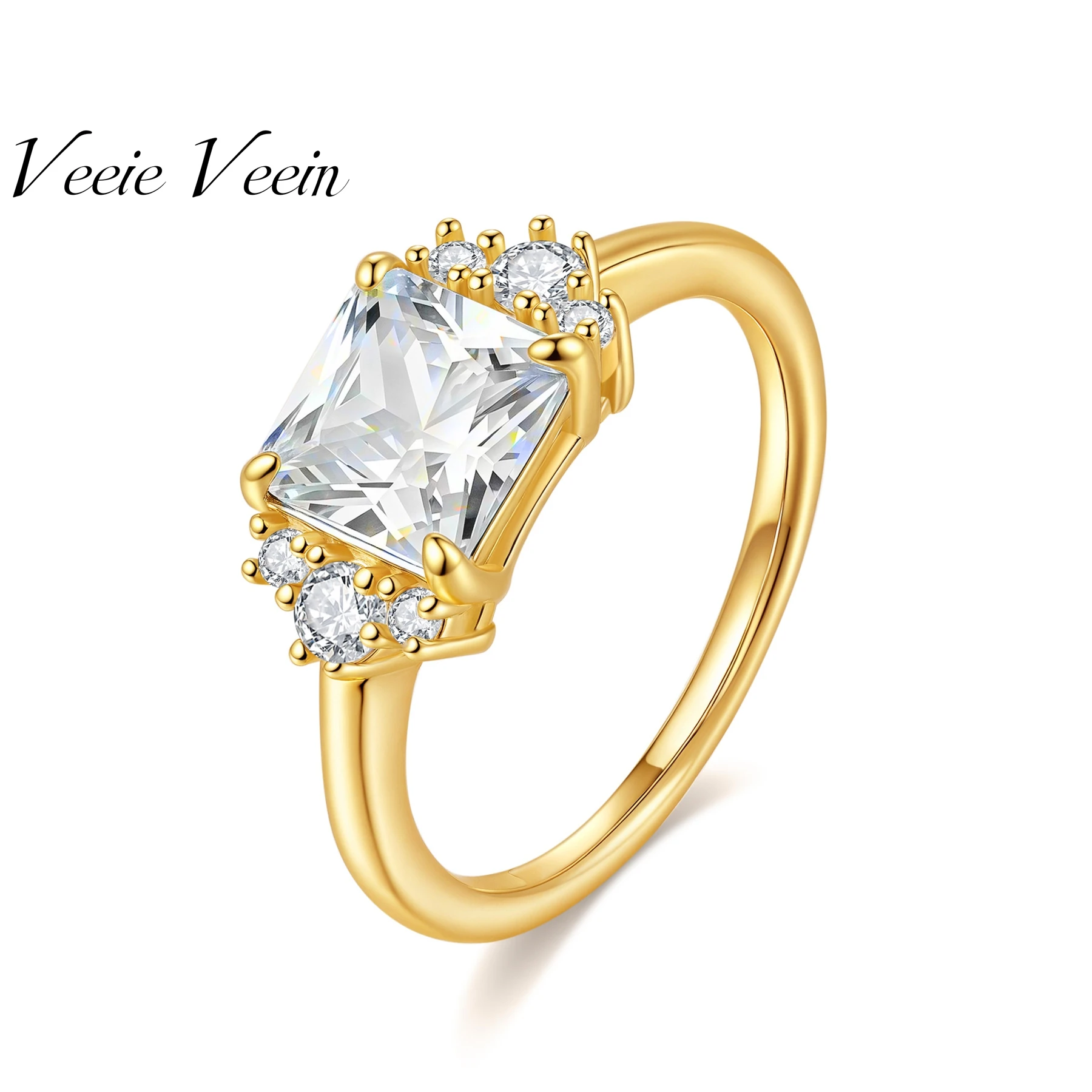 

Veeie Veein Элитный бренд S925 стерлингового серебра основной камень муассанитGRA сертификат кольцо для женщин помолвка банкет